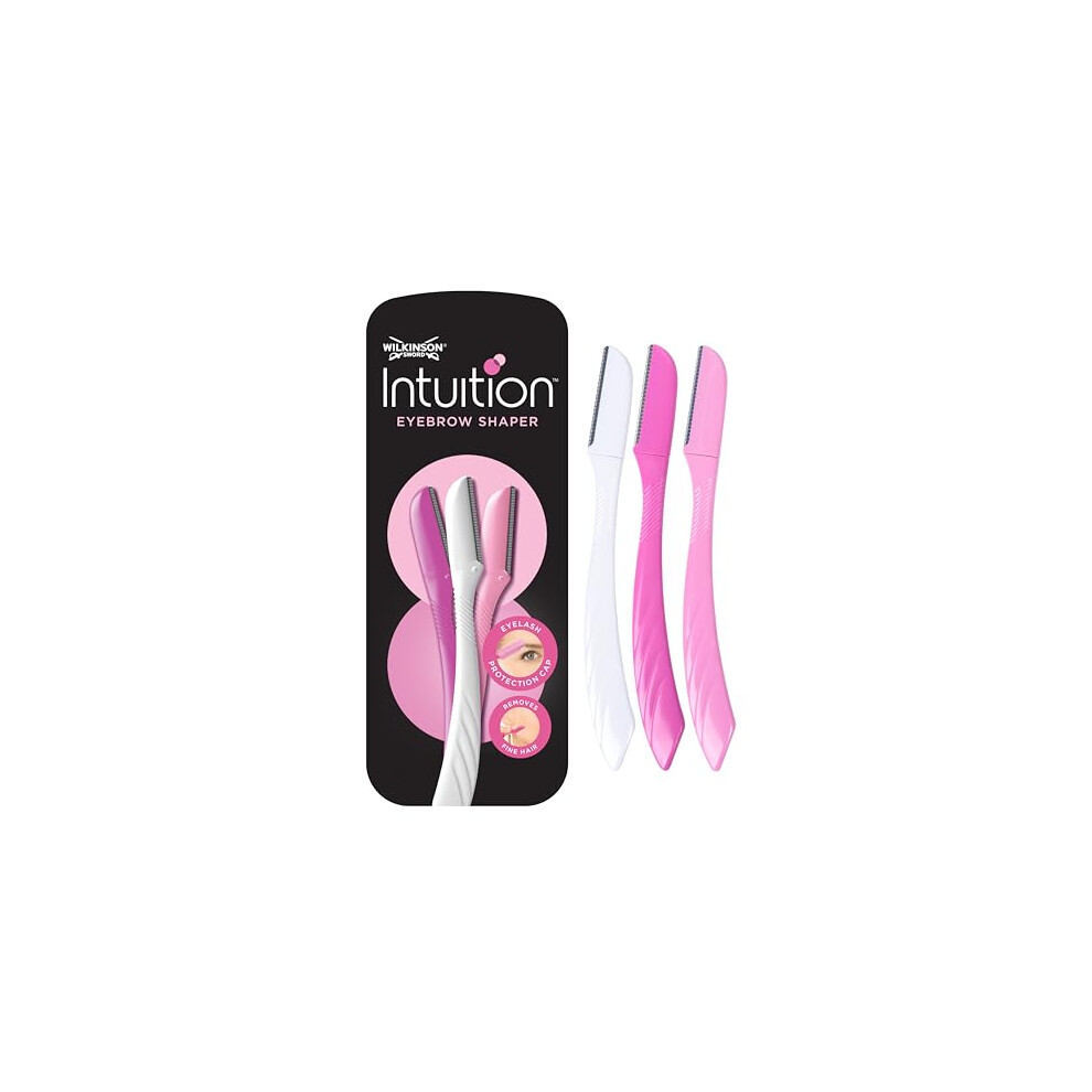 WILKINSON SWORD - Intuition Eyebrow Shaper for Women | Facial Hair Remover and Trimmer | Exfoliating Dermaplaning Tool | Pack of 3 Disposable Razors