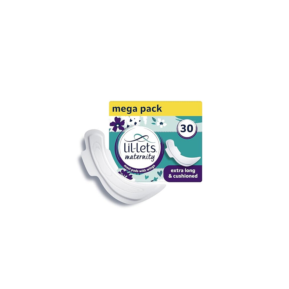 Lil-Lets Maternity Pads, Extra Long Maxi Thick Towels, With Wings, Postpartum/After Birth Essential, 3 Packs of 10 (30 towels), Packing May Vary