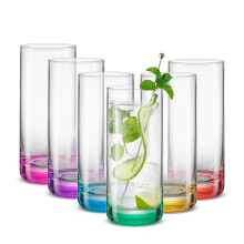 JoyJolt Hue Highball Glasses Set of 6 Tall Drinking Glasses. 13oz Cocktail Glasses Bourbon Whiskey Glass Cups Set Mojito Glass Tumbler Tom Collins