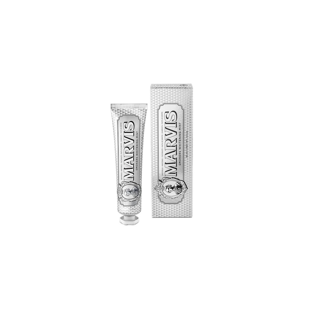 Marvis Smokers Whitening Toothpaste, Mint, 85ml, Promotes the Natural Whitening of the Teeth, Plaque Removal Toothpaste, Long-Lasting Freshness