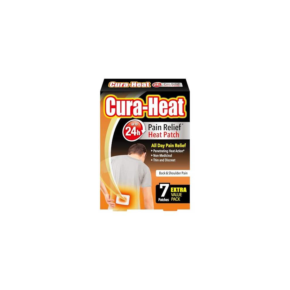 Cura-Heat Back And Shoulder Pain Heat Patch | 7 Patches | Targeted Pain Relief | Pain Relief Up To 24H | Penetrating Heat Action
