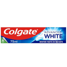 Colgate Advanced White Toothpaste 75ml - teeth whitening toothpaste - clinically proven whitening - whitens in 10 days - with active micro-cleansing
