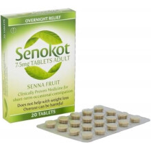 Senokot 7.5mg 20 Tablets - Natural Senna Fruit Laxative for Constipation Relief, Effective Overnight