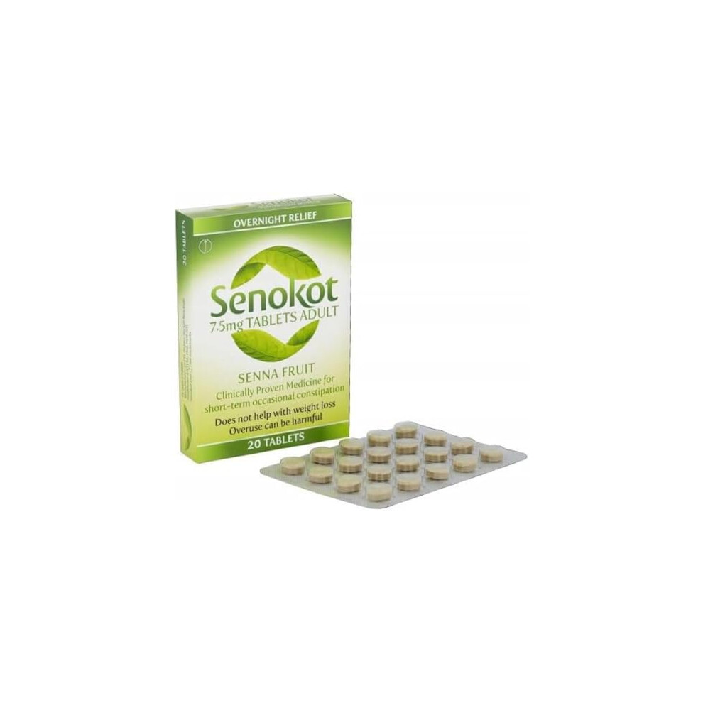Senokot 7.5Mg 20 Tablets - Natural Senna Fruit Laxative For Constipation Relief, Effective Overnight
