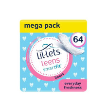 Lil-Lets Teens Liners X64, Petite & Slim Pantyliners for Girls & Teenagers, Unscented, for Very Light Flow, Breathable Panty Liners, First Periods, V
