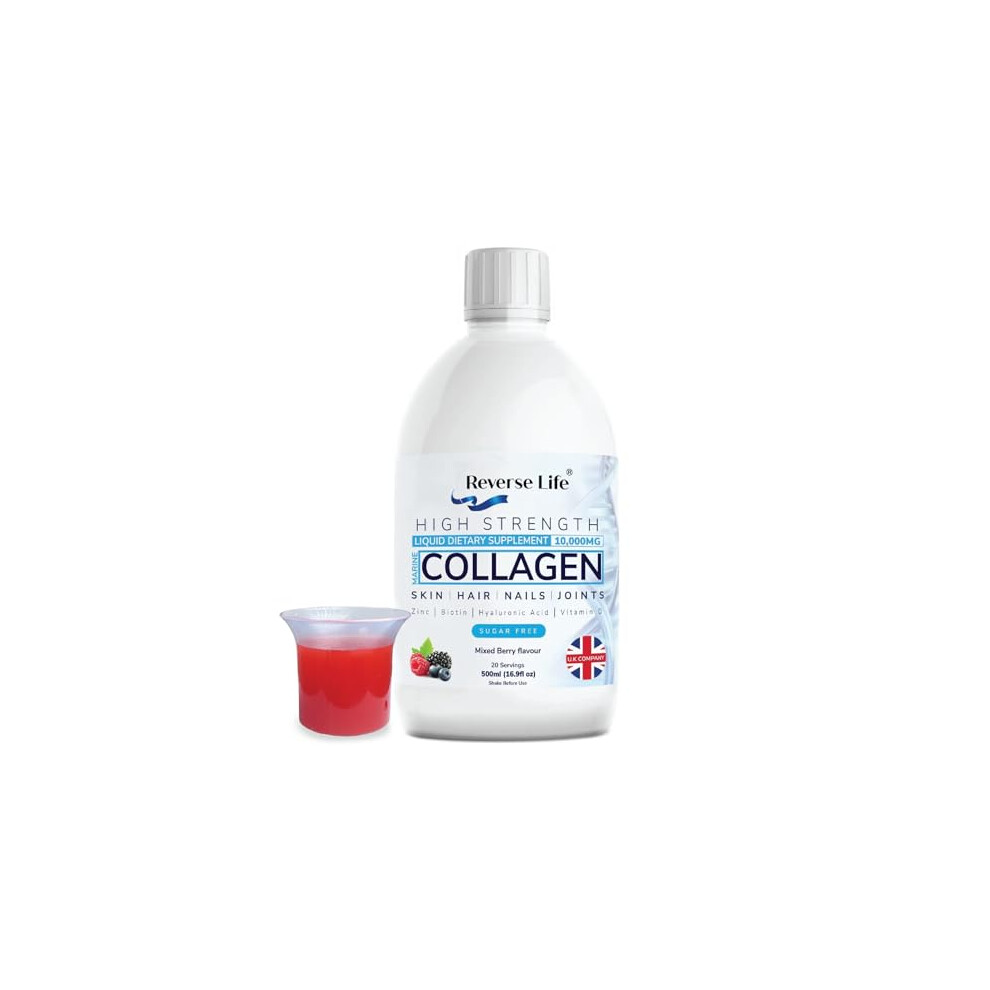 Photos - Vitamins & Minerals Reverse Life High Strength Marine Collagen for Skin, Hair, Nails and Joints, Hydrolysed Peptide Drink Infused with Hyaluroni