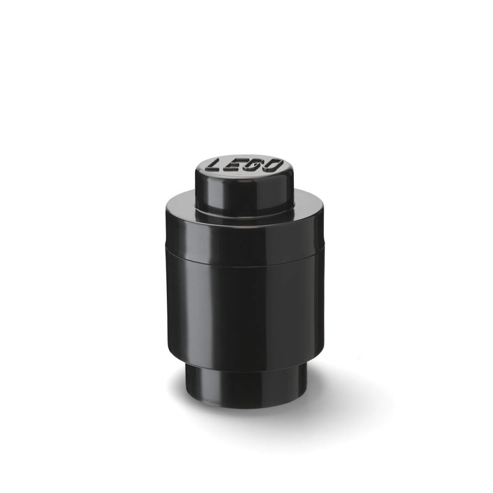 Room Copenhagen Black Lego Round Brick 1 - Stackable Storage Solution