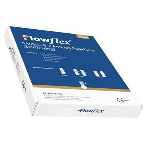 Flowflex One Step Lateral Flow Test Kit | 5 tests | One Step Test for Sars-CoV-2 Antigen |Covid-19 Self Testing Rapid Test | Not For Travel | 1
