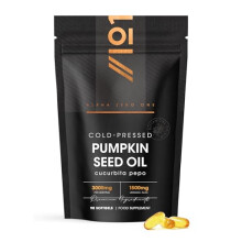 Pumpkin Seed Oil 3000mg – 50% Linoleic Acid – 90 Softgels – 100% Cold Pressed – No Additives – Resealable and Recyclable Pouch by Alpha01