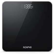 RENPHO Digital Bathroom Scales Weighing Scale with High Precision Sensors Body Weight Scale for Fitness (Stone/lb/kg) - Black, Large Platform 280 * 2