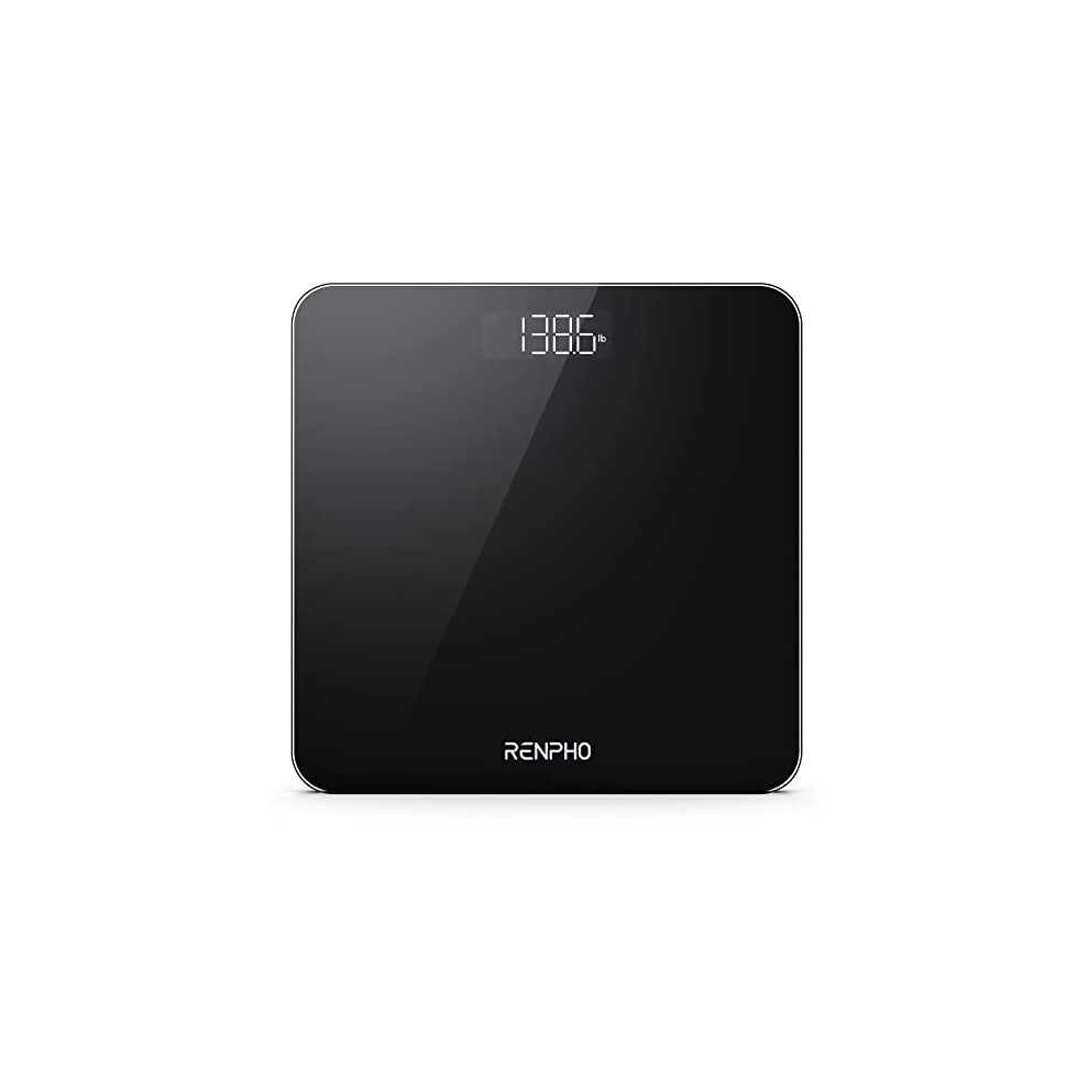 RENPHO Digital Bathroom Scales Weighing Scale with High Precision Sensors Body Weight Scale for Fitness (Stone/lb/kg) - Black, Large Platform 280 * 2