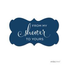 Etichette adesive Andaz Press per baby shower e matrimoni, con cornice decorativa, dal mio shower al tuo, blu navy, confezione da 36