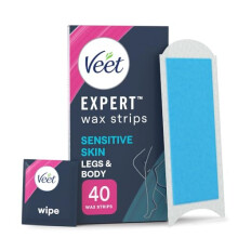 Veet Expert Cold Wax Strips, 40 Count + 4 Finish Wipes, Hair Removal Kit For Smooth Legs, Gentle Solution For Delicate Skin, Easy And Effective Use