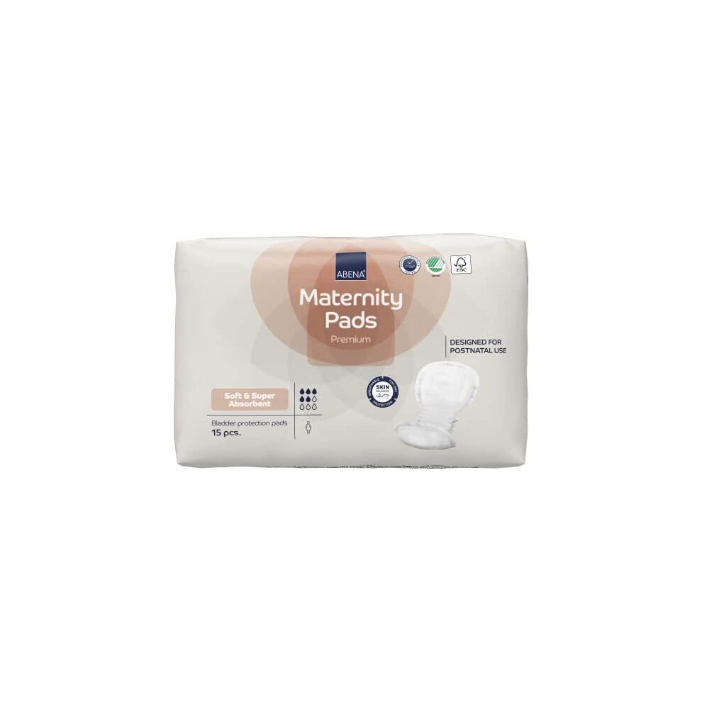 Abena Premium Maternity Pads For Women Super Absorption, Soft Disposable Pads For After-Delivery Incontinence, Pack Of 15
