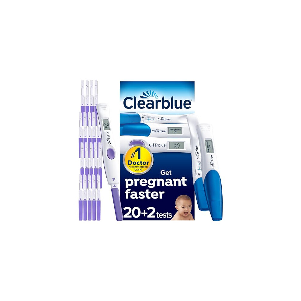 Clearblue Digital Ovulation & Pregnancy Tests, Double Your Chances Of Getting Pregnant, 20 Advanced Digital Ovulation Tests & 1 Double-Check & Date C