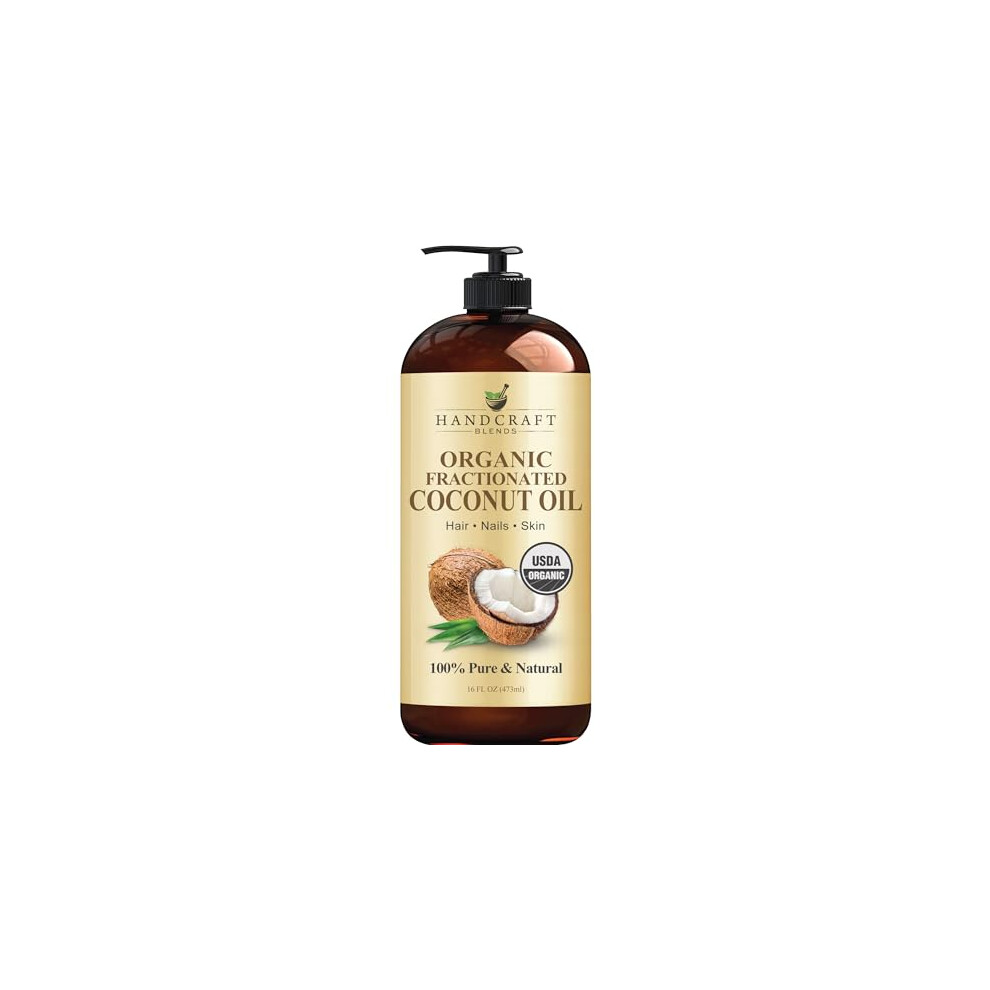 Handcraft Blends Organic Fractionated Coconut Oil - 473 Ml - 100% Pure And Natural - Premium Grade Carrier Oil For Skin And Hair - Hair And Body - Ma