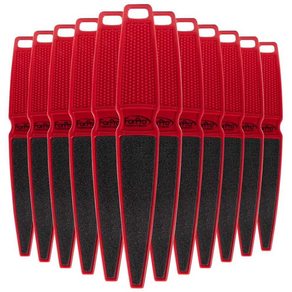 Para Profesionales Profesionales Forpro Professional Collection Pedicure Paddle Foot File Double-Sided For Heels Disposable & Sanitizable 80/180 Grit Red Pack Of 12