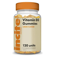 Incite Nutrition Vitamin D Gummies. 120 Lemon Flavour Chewable High Strength Vitamin D 4000 iu Gummies. 4 Month Supply of D3 Vitamins for Muscle Func