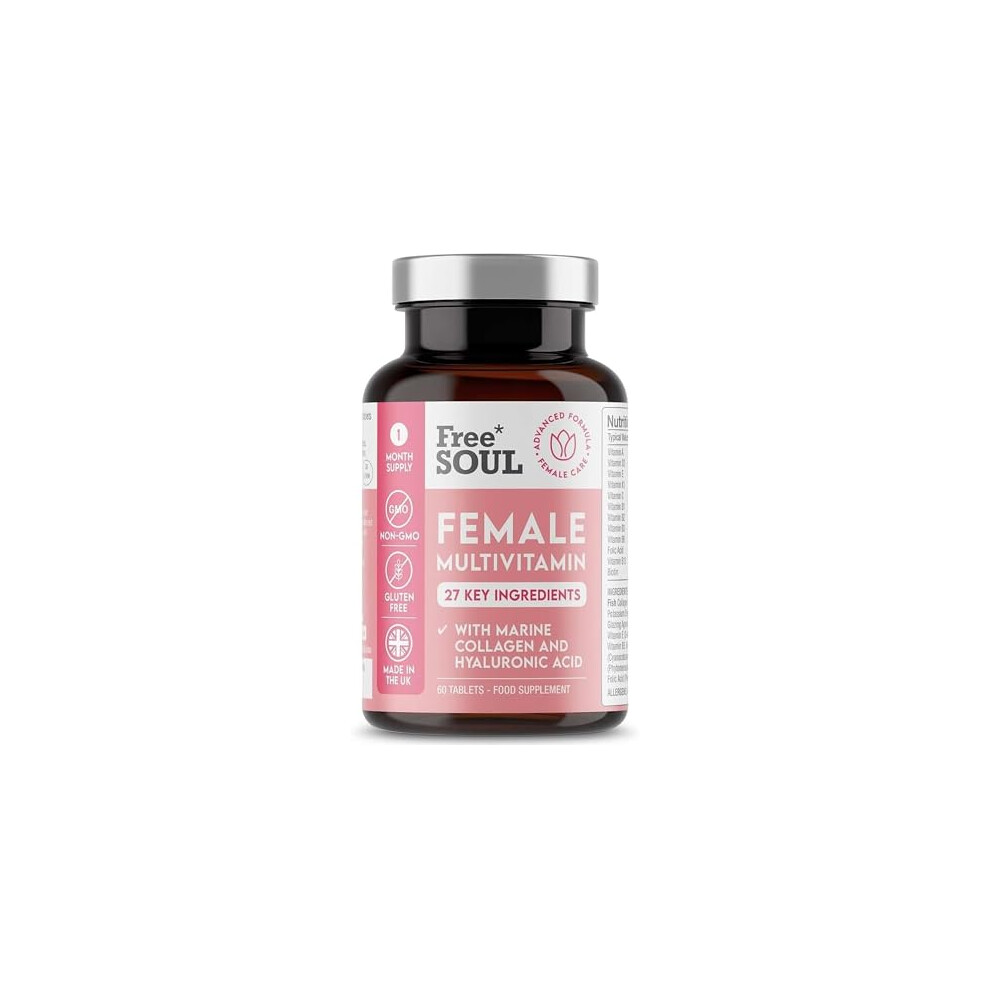 Free Soul Women's Multivitamins & Minerals With Marine Collagen & Hyaluronic Acid Â 27 Essential Vitamins, Minerals, & Botanicals Â 60 Tablets