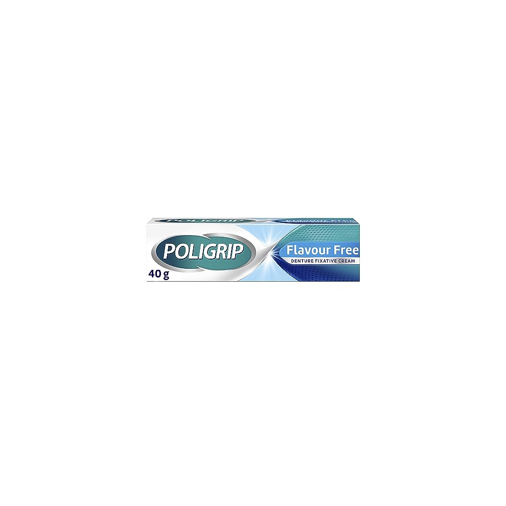 Poligrip Cream Denture Adhesive Fixative Adhesive Flavour Free For Strong All-Day Hold Of Dentures, 40G