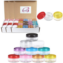 Beauticom 120 stuks 5G/5ML lege doorzichtige containerpotten met veelkleurige deksels voor make-up, cosmetische monsters, kleine sieraden, kralen, na