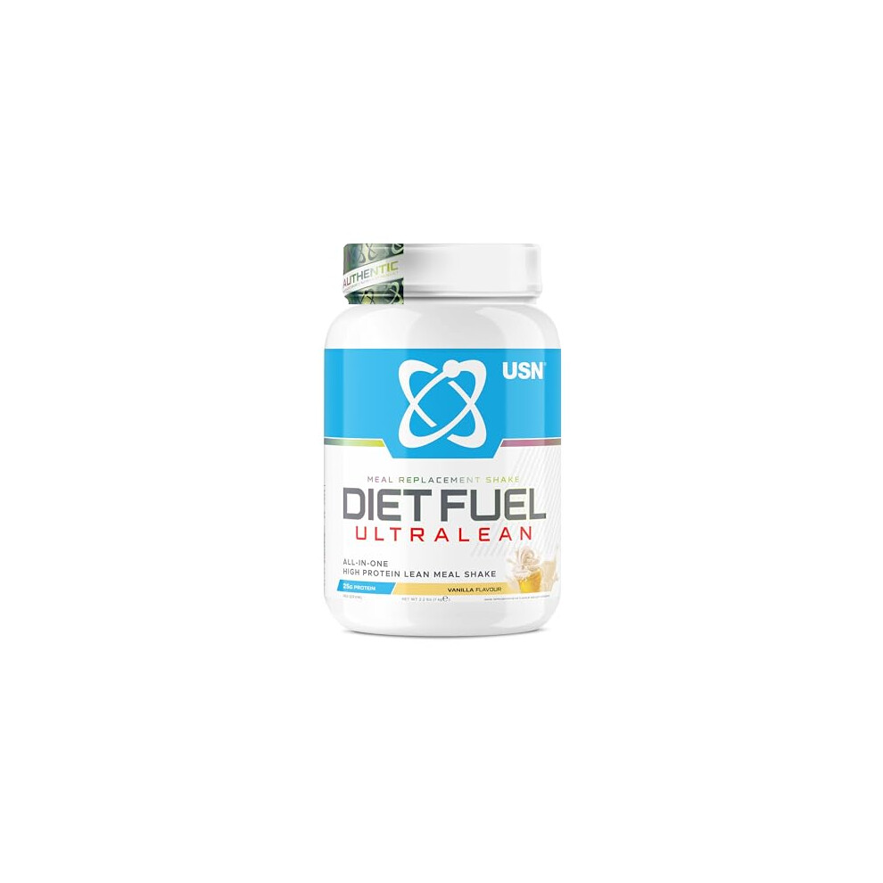 USN Diet Fuel Ultralean Meal Replacement Shake Powder, Vanilla Flavour - 1kg, High Protein Shake Powdered Drink Mix, Low Calorie Diet & Weight Contro