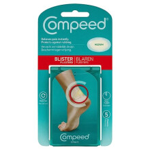 Compeed Medium Size Blister Plasters, 5 Hydrocolloid Plasters, Foot Treatment, Heal fast, Dimensions: 4.2 cm x 6.8 cm (packaging may vary)