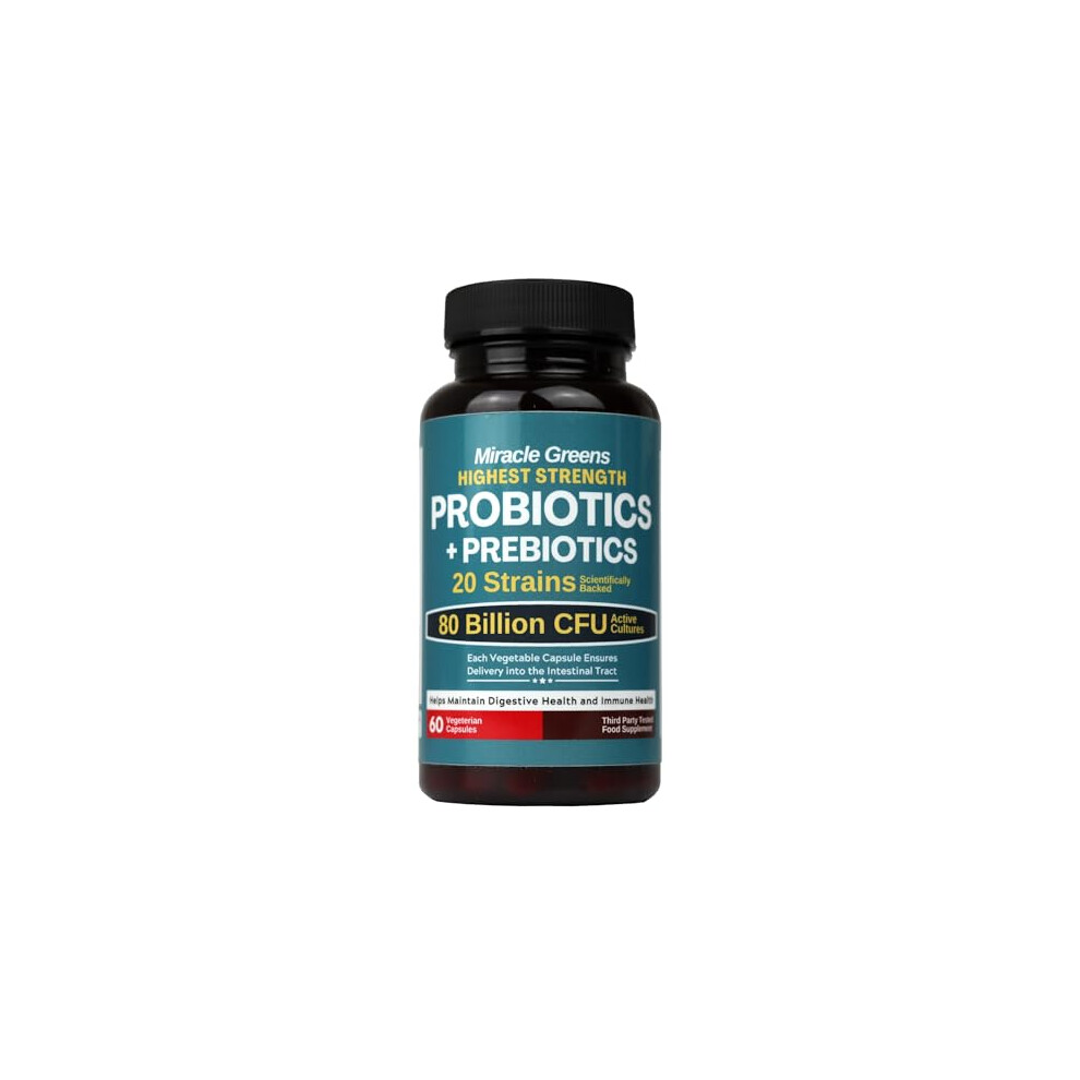Macro Greens 80 Billion Cfu Probiotics - 20 Strains + Prebiotics | Digestive & Gut Health - For Good Gut Flora, Gas And Bloating | Scientifically Proven Probiotic