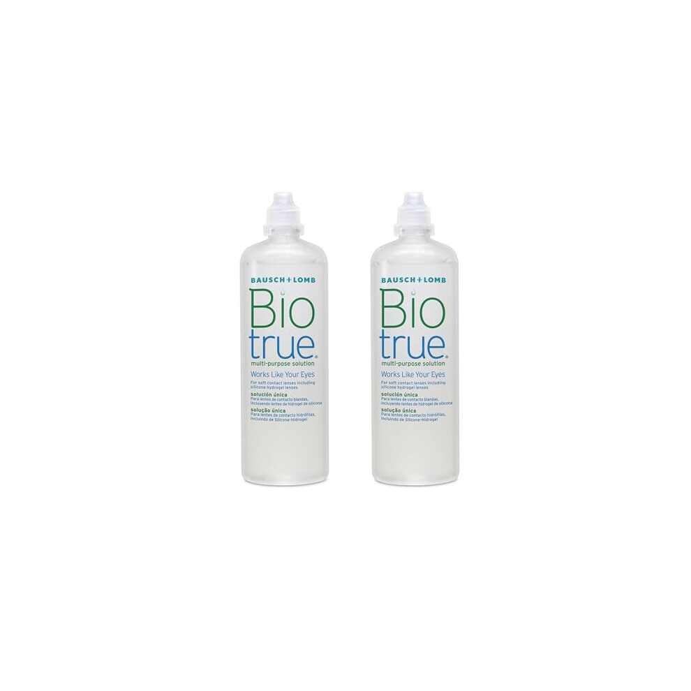 Biotrue Multi-Purpose Contact Lens Solution, 2x 300ml - Cushions and Rehydrates Soft Contact Lenses for Comfortable Wear - Condition, Clean, Remove P
