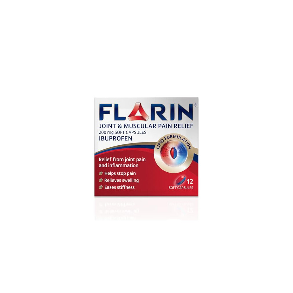 Flarin Joint & Muscular Pain Relief, 200 Mg Soft Capsules, Muscle, Rheumatic, Joint And Back Pain Relief, Lipid Ibuprofen, Unique Lipid Formulation,