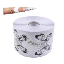BeautyLeader 500Pcs/Roll Nail Form Guide Acrylic Tip Extension Forms Black And White Color Butterfly DesignSticker Rroll Manicure Tool for Acrylic UV