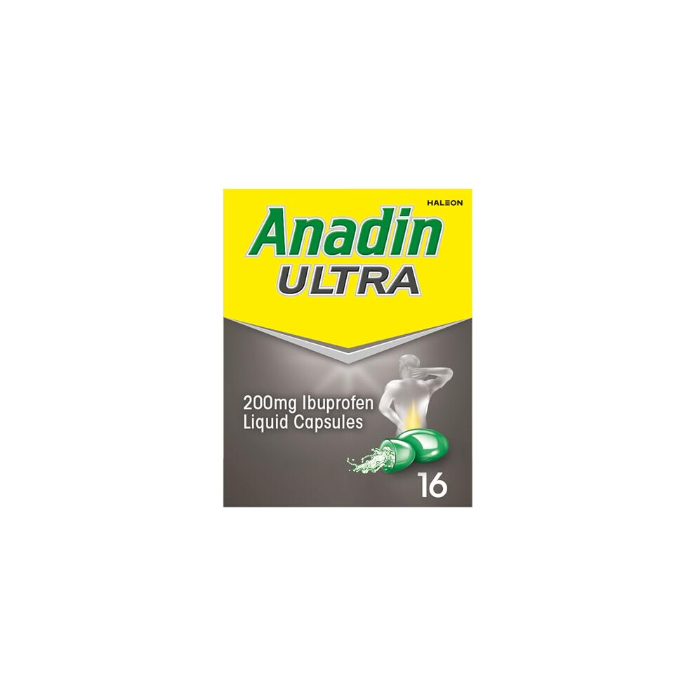 Anadin Ultra Ibuprofen, Back Pain Relief, Liquid Pain Killers Capsules, Pack Of 16