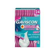 Gaviscon Double Action Sachets, Mint, 24 X 10ml, Heartburn Relief, Acid Reflux, Indigestion Liquid Gerd, Gastro Resistant, Gets To Work Instantly, La