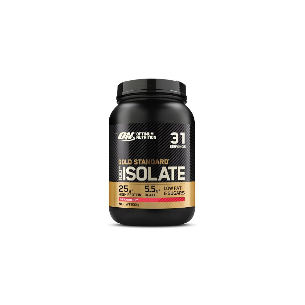 Optimum Nutrition ON Gold Standard 100% Isolate Pure Whey Protein, Naturally Occurring BCAAs and Glutamine, Pre and Post Workout, Strawberry Flavour,