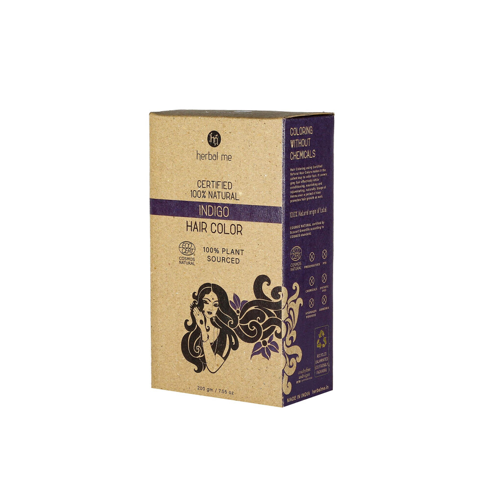 Coloration capillaire Hm Herbal Me Hm Herbal Me - Indigo - Certifi   e 100 % naturelle par Ecocert Greenlife (France) 200 g