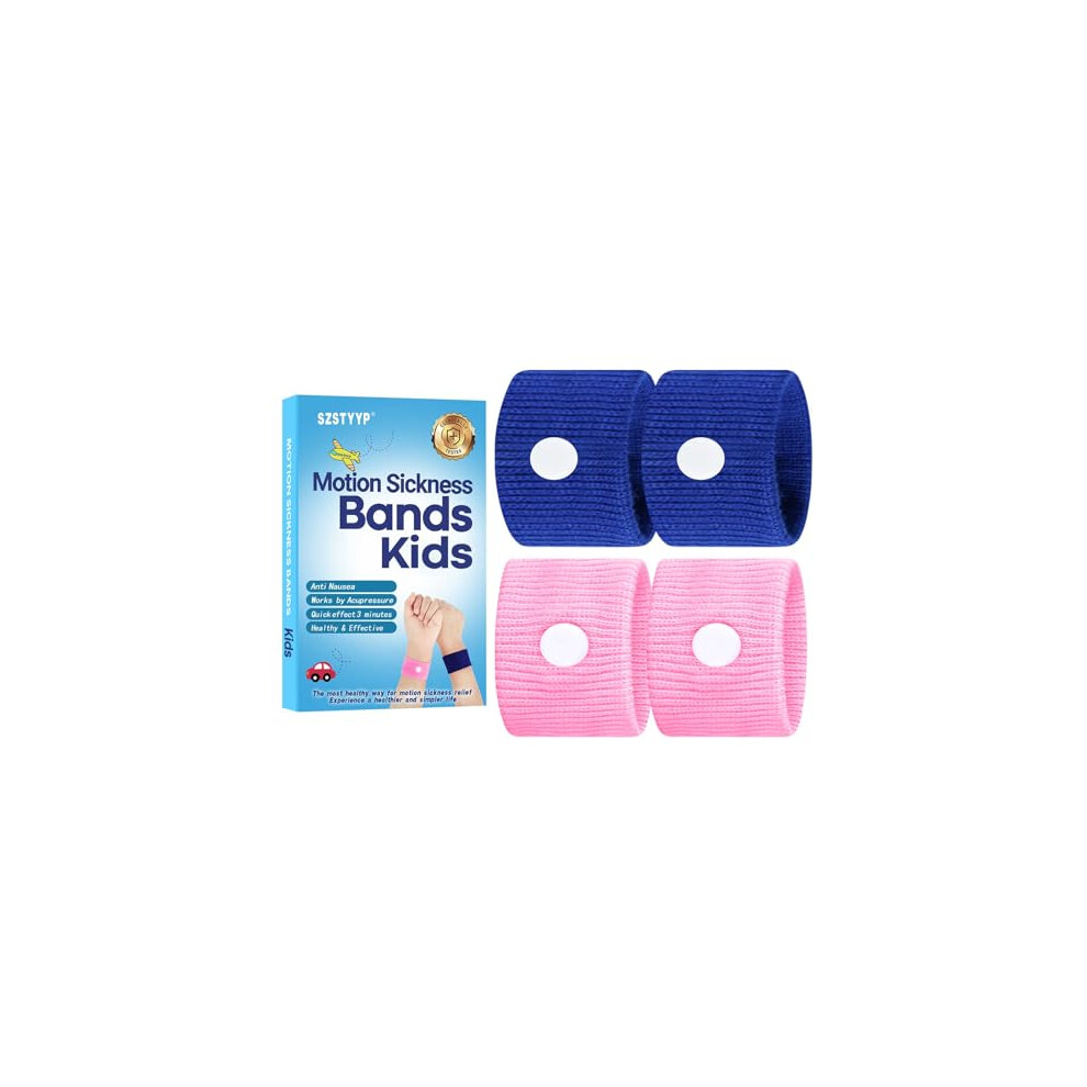 Szstyyp Pink/Blue Travel Motion Car Sickness Relief Bands For Kids, Anti-Nausea Wristbands For ( And Blue)Â¦