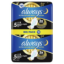Always - 16x Ultra Sanitary Pads Secure Night Extra with Wings - 1 Piece