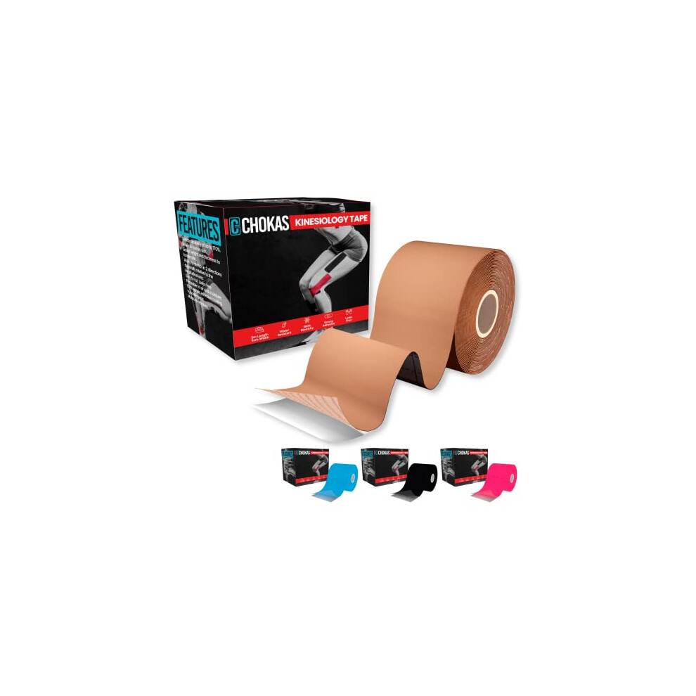 Chokas Kinesiology Tape 5M Roll, Elastic Therapeutic Sports Tape For Shoulder,Ankle,Elbow,Wrist,Shin,Splints And Knee Support, Waterproof Physio Body