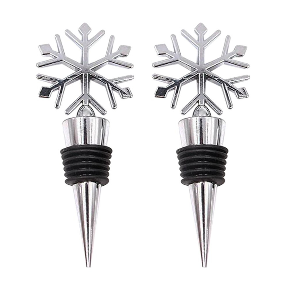 Gracelife Lot De 2 Bouchons De Bouteille De Vin En Alliage Motif Flocon De Neige-image