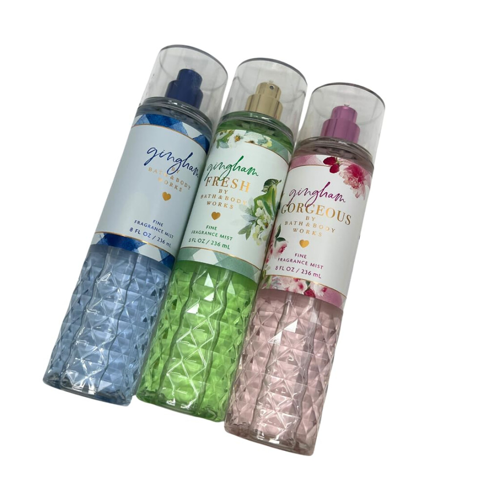 Bath & Body Works Gingham Mists - Pack of 3 - Gingham Original Gingham Fresh Gingham Gorgeous - 2023 NEW SCENTS