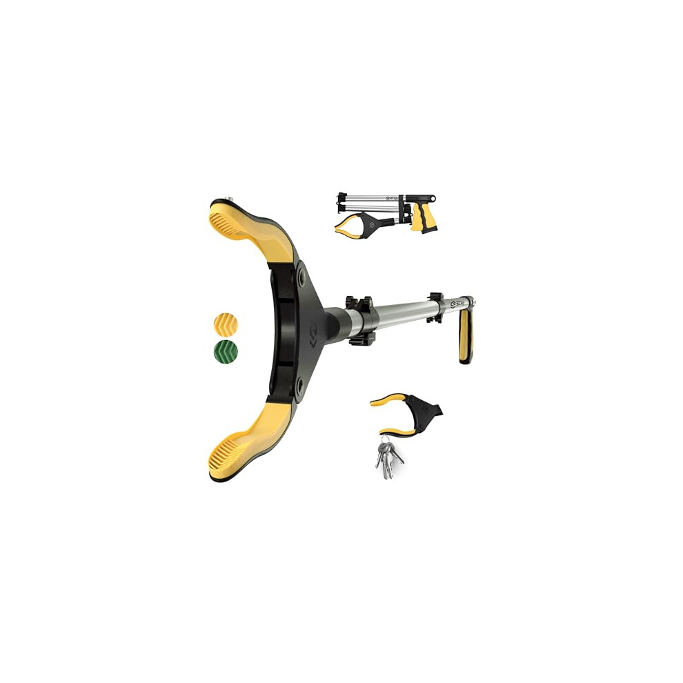Slah 32"/81 Cm Litter Pickers Grabber Stick, Helping Hand Grabbers For Disabled,Elderly And Adults,Foldable Rotating 360 Degree Reaching Aids (Yello