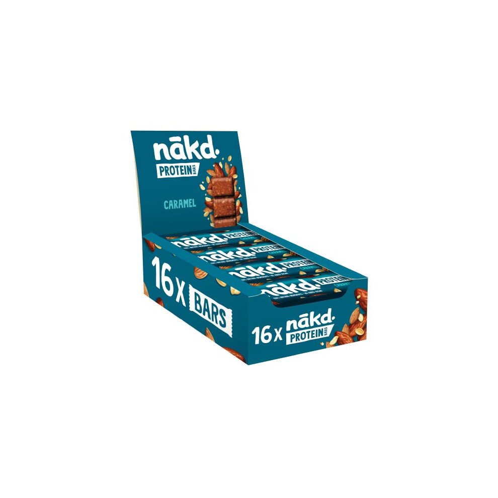 Nakd Caramel Protein Bar - Vegan - Gluten Free - Healthy Snack, 45g (Pack of 16 bars)