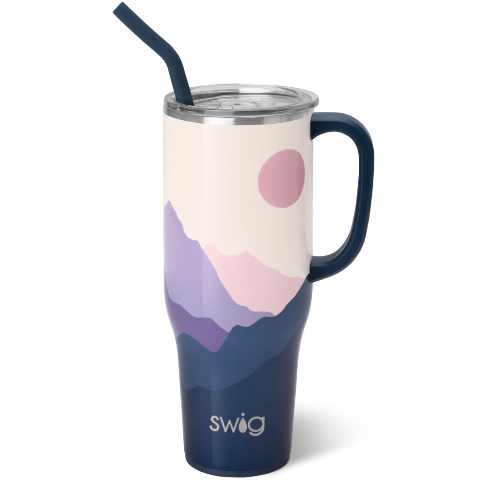 Swig Life 40Oz Mega Mug 40Oz Sklenicka S Rukojet A Brckem Extra Velk Izolovan Sklenicky Drk Na Lek Prtelsk Cestovn Hrnek (Moon Shine)-image