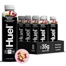 Huel Black Edition Ready-to-Drink Strawberry Banana, 8 x 500ml - 35g Protein per Bottle, Plant-Based Meal Replacement