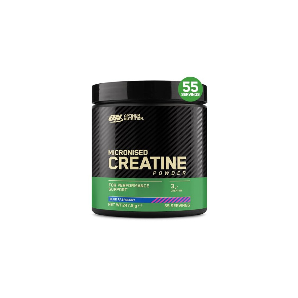 Optimum Nutrition Raspberry Flavour Creatine Monohydrate Food Supplement Powder with Sweeteners 55 Servings, 247g