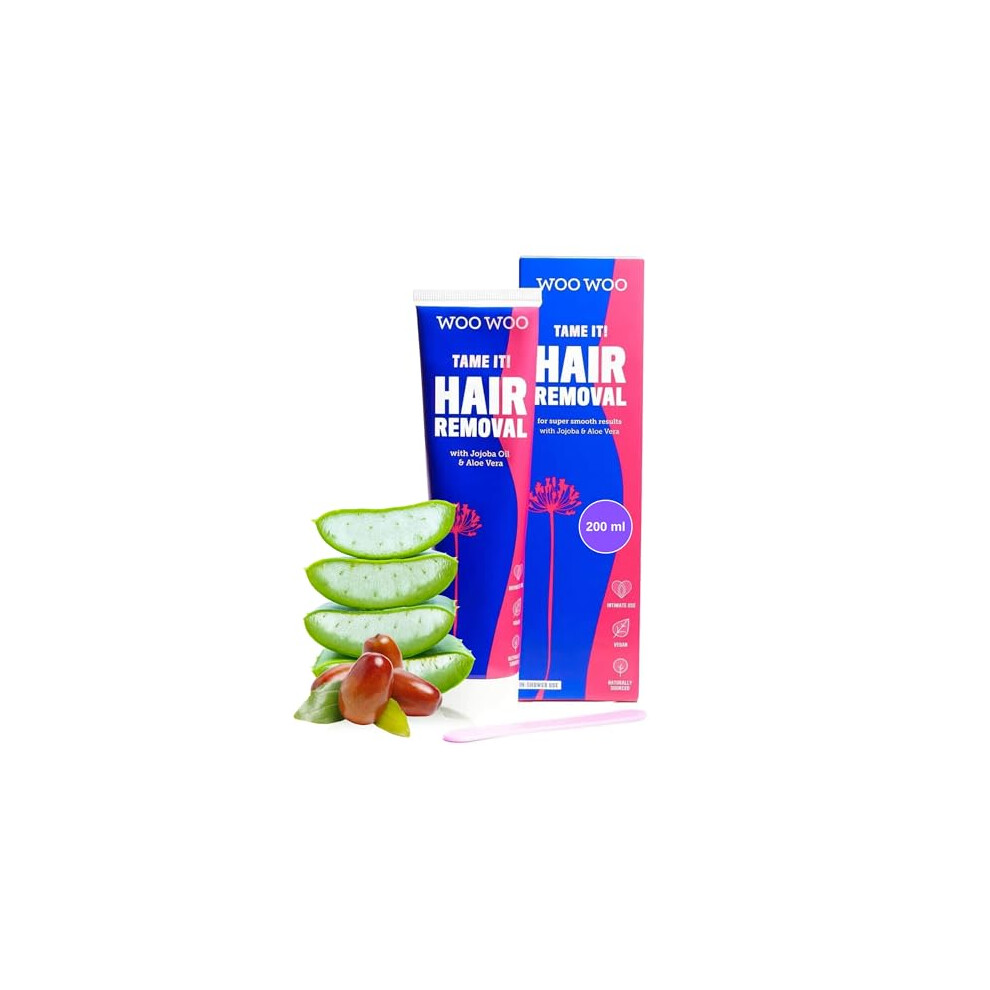 Woowoo Cream Tame It! Natural Intimate Hair Removal - Painless Vegan Hair Remover For Sensitive Skin - Depilatory For Genitals, Bikini, Legs & Bum