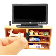 Poppenhuis Decoratie Accessoires 1:12 Poppenhuis TV Poppenhuis Miniatuur Meubels Kamer Houten Vintage Zwarte TV Mini Meubels voor Poppenhuispoppen Ke