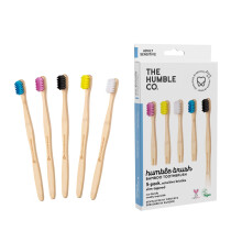 The Humble Co. Bamboo Toothbrushes (5pk) - Toothbrushes for Superior Oral Care  Dental Hygiene  and Gum Care  BPA Free (Ultra Soft Bristles)
