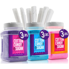 Candery Cotton Candy Floss Sukker (3-pak) Indeholder 100 premium-kegler (3-pak 46 oz med 100 kogler)