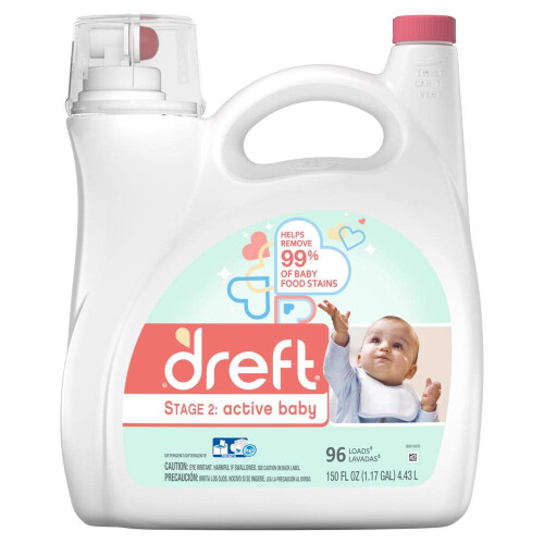 Dreft Stage 2: Υγρό Απορρυπαντικό Ρούχων για Ενεργά Μωρά, 96 Πλύσεις, 150 Fl Oz